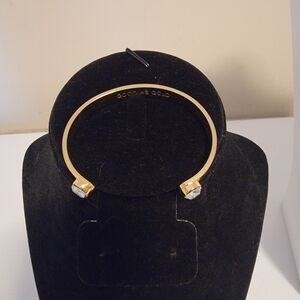 Good As Gold Cuff Bracelet Gold Tone Crystal Ends Spade Mark